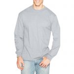 long sleeve t shirt hanes mens premium beefy-t cotton long sleeve t-shirt - walmart.com UOPNSCB