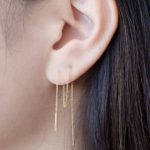 long threader earrings, sterling silver, gold plated chain earrings, thin  chain RHNBMYT