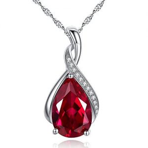 mabella sterling silver pear cut july birthstone necklace ruby pendant  jewelry GCWSLZB