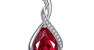 mabella sterling silver pear cut july birthstone necklace ruby pendant  jewelry GCWSLZB