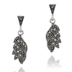 marcasite earrings glitzy rocks sterling silver marcasite dangling leaf earrings MRPJNKP