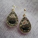 marcasite earrings vintage sterling silver drop earrings with marcasite and czs ~ marcasite SERKAJJ