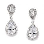 mariell elegant cubic zirconia halo teardrop earrings for bridal or fashion BYHNFUX