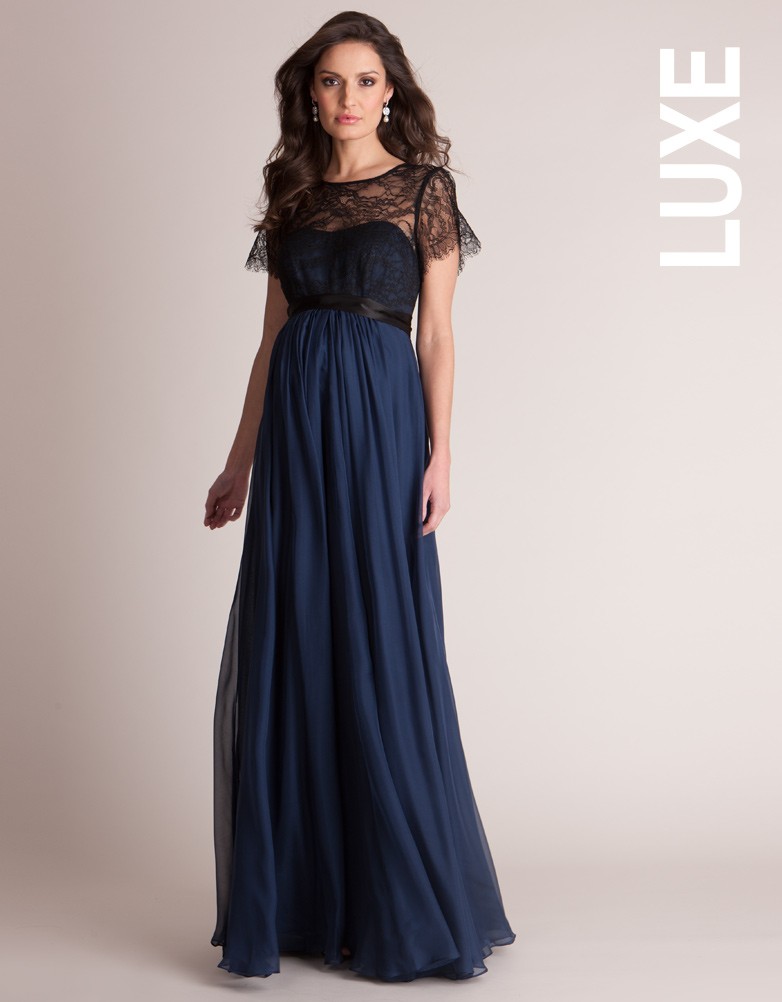 maternity evening dresses navy blue silk and lace maternity evening gown CBPQYCP