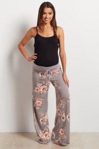 maternity pajamas grey floral maternity pajama pants EFGFKQH