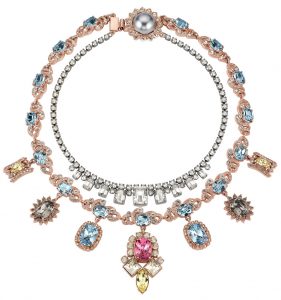 mawi tiered pavé gemstone necklace, $612.00 fine costume jewelry HCDVGOA