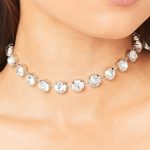 megan mckenna silver diamante studded choker necklace RUMXCNX