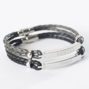 men bracelets mens personalised leather identity bracelet RFTIZKD