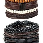 men bracelets revolia 8-12pcs leather bracelets for men women wooden beaded bracelets  braided JJTMFDB