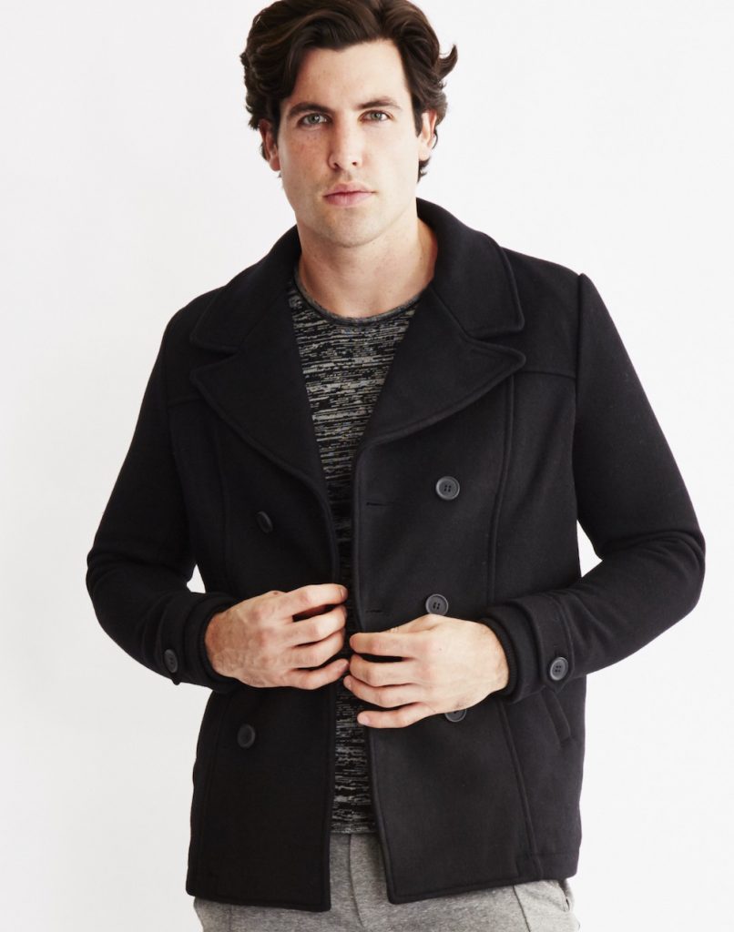 mens black pea coat only sons XQLFSLD