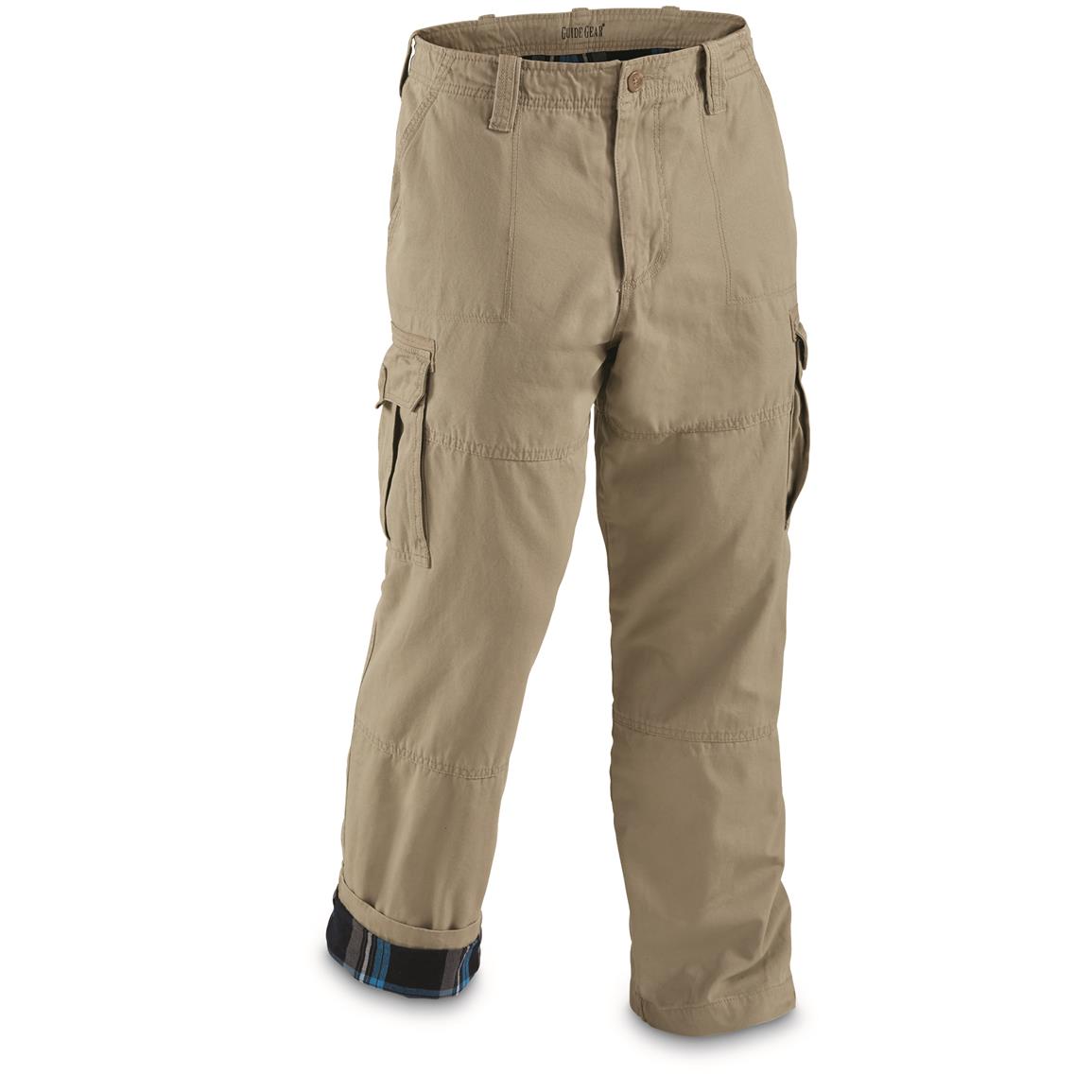 mens cargo pants guide gear menu0027s flannel lined cargo pants, khaki - toasty-warm flannel MSNISPC