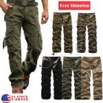 mens cargo pants military menu0027s cotton cargo pants combat camouflage camo army style trousers DQXPAIR