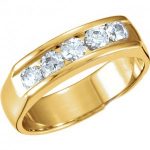 mens diamond rings 14k yellow gold mens round 5 stone diamond ring .75 ctw 5.6mm EGPIOKL