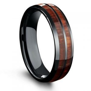 mens engagement rings 6mm barrel ceramic koa wood ring LQKRVGR