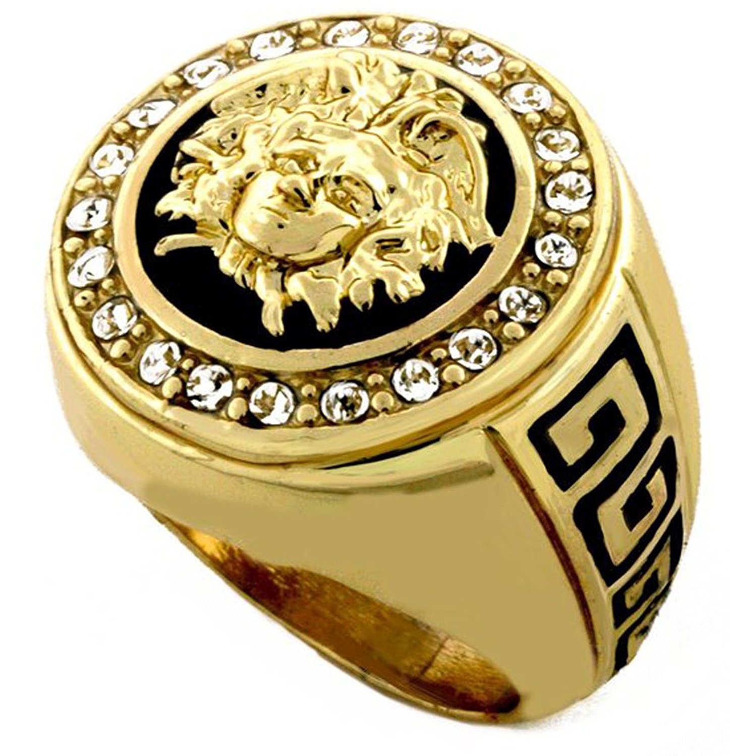 mens gold rings hip hop medusa head gold tone men ring #2|amazon.com LUQYPRT