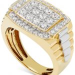 mens gold rings menu0027s diamond cluster two-tone ring (1 ct. t.w.) in 10k yellow CRSJOBB