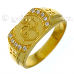 mens gold rings menu0027s om gold ring with cubic zirconia stones 22k size 9-5 IUKAZYW