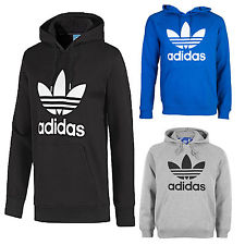 mens hoodies new adidas menu0027s trefoil hoodie hooded pullover sweatshirt black gray blue  s-xl EXWTEYK