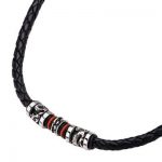 mens necklaces steel dragon bead drogon necklace black braided leather FPQPUMW