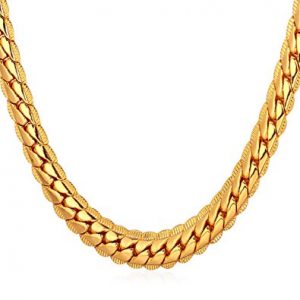 mens necklaces u7 18k gold plated chain men summer jewelry 6mm unique snake chain ARDZMVH