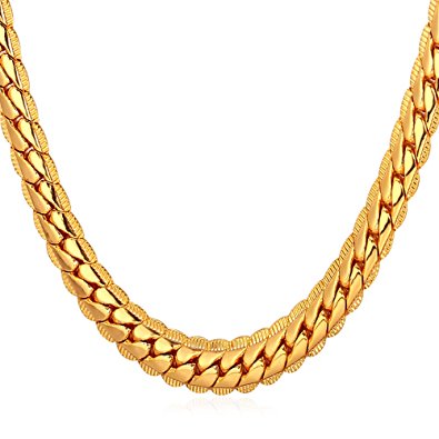 mens necklaces u7 18k gold plated chain men summer jewelry 6mm unique snake chain ARDZMVH