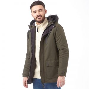 mens parkas tokyo laundry mens fur hooded parka khaki ABBZUAB