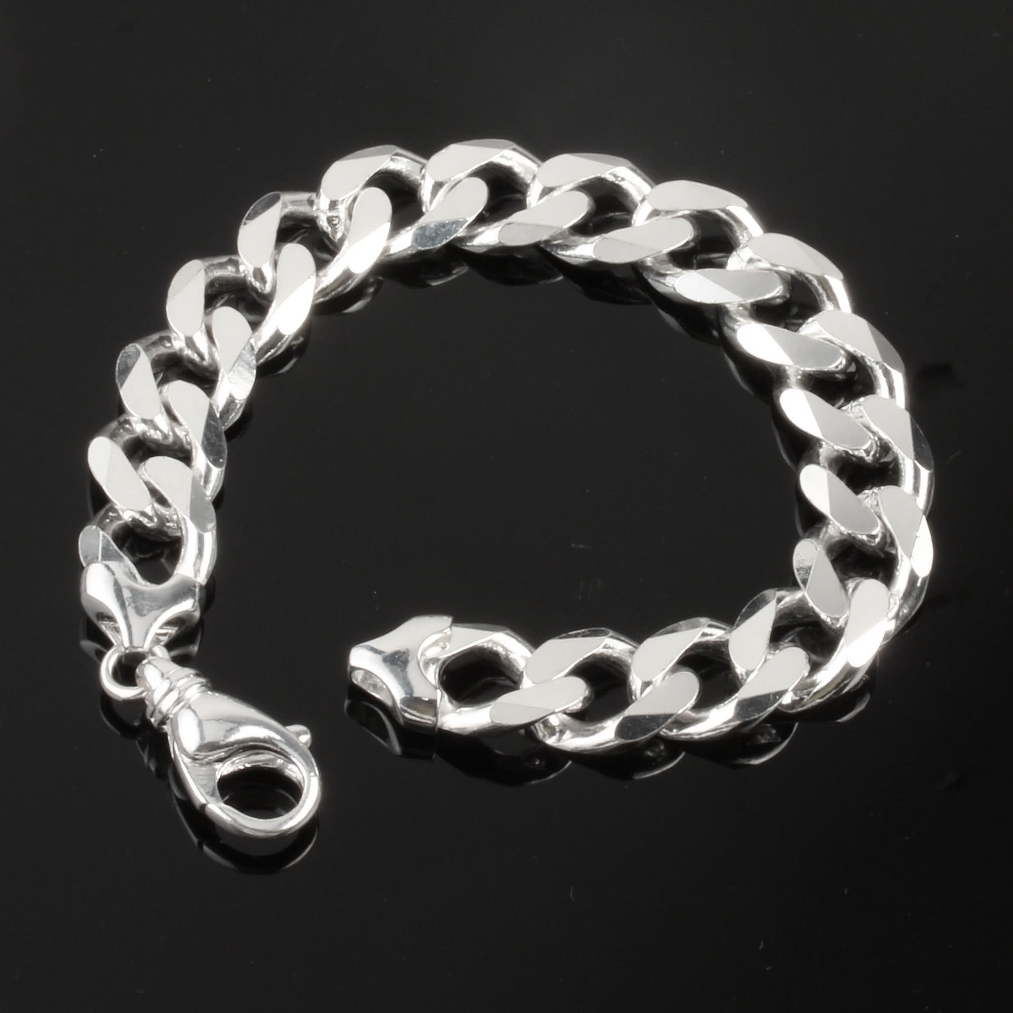 mens silver bracelets menu0027s heavy silver curb bracelet DVNJBMI