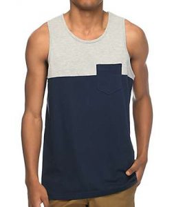 mens tank tops zine blocked grey u0026 navy pocket tank top LLXJRGM