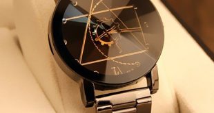 mens watches gear geometric steel band quartz watch - black JLFAINC