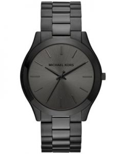 mens watches michael kors menu0027s slim runway black ion-plated stainless steel bracelet  watch OONFMPK