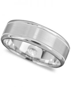 mens white gold rings menu0027s 14k white gold ring, engraved 7mm band (size 6-13) IHRPHFJ