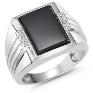 mens white gold rings menu0027s onyx and diamond ring, 14k white gold HCMWTVU