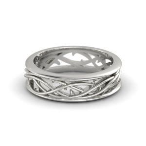 mens white gold rings vine band YBCVKFO