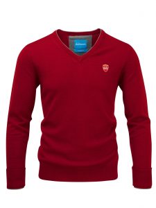 merino v deep red jumper - front QGYVOVV