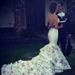 mexican wedding dress flower embroidered long tail and flowers embroidered wedding dress. mexican  ... RXSKZWM