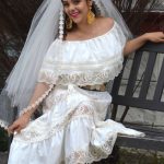 mexican wedding dress maxi boho hippie draped sheer off shoulder cream off  white WXAWSOM