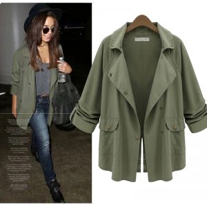 military jacket women 2016 autumn coat women military jacket green casual turn-down collar coats  abrigo casual ZSDHXMI