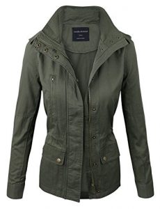 military jacket women makeitmint womenu0027s zip up military anorak jacket w/ pockets large olive JRCVSNJ