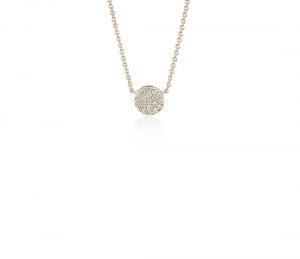 mini micropavé button diamond necklace in 14k yellow gold (1/10 ct. tw GPDTMQO