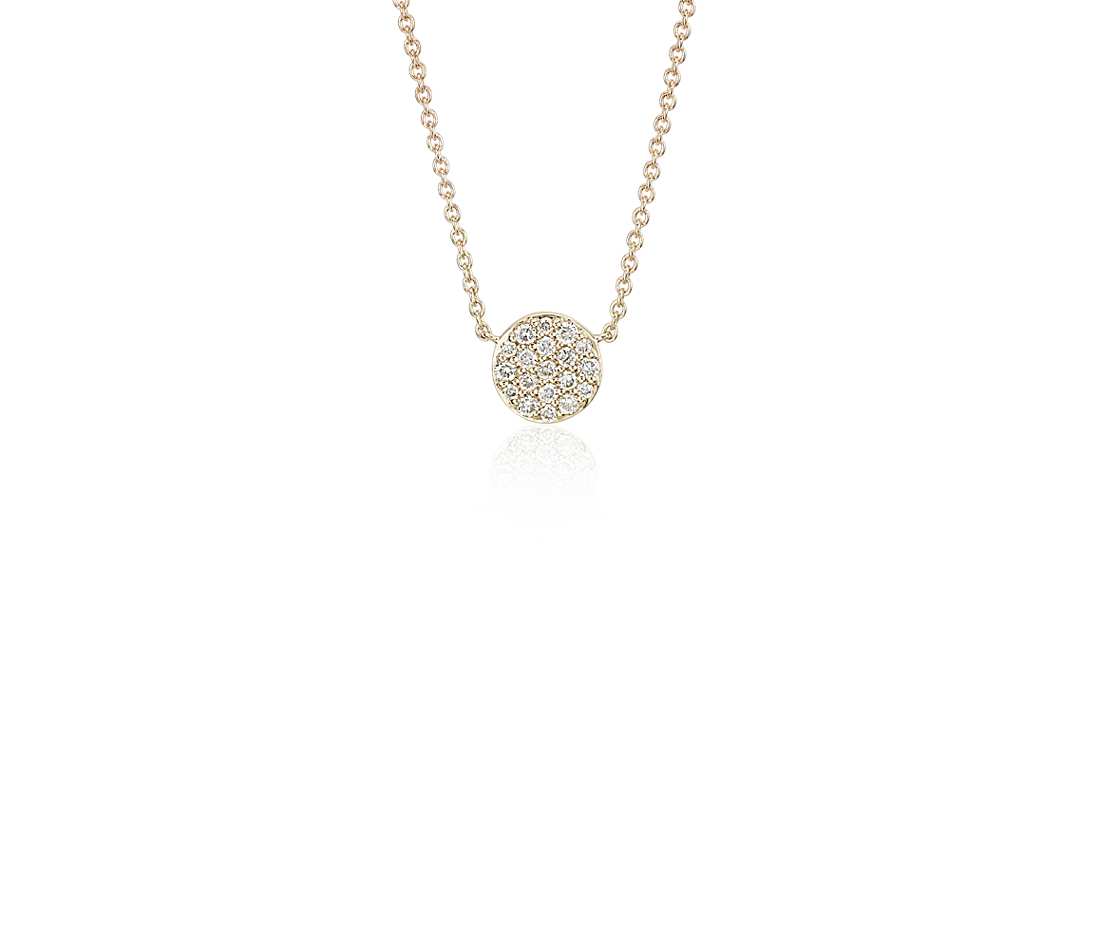 mini micropavé button diamond necklace in 14k yellow gold (1/10 ct. tw GPDTMQO
