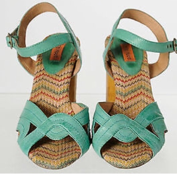 miz mooz shoes - sale! miz mooz turquoise leather wooden heel- 8.5 IFFEKBK