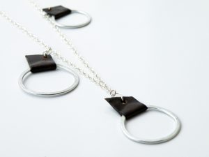 modern jewelry minimalist geometric necklace sterling silver brown leather aluminum hoops modern  jewelry FJZCXTH