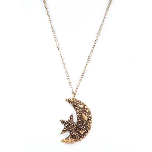 moon and star long chain necklace - product image JDAISRS