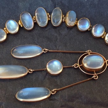 moonstone jewelry art deco gold moonstone necklace and bracelet GSYGIGW