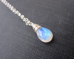 moonstone necklace, moonstone jewelry, rainbow moonstone necklace RITZVYR