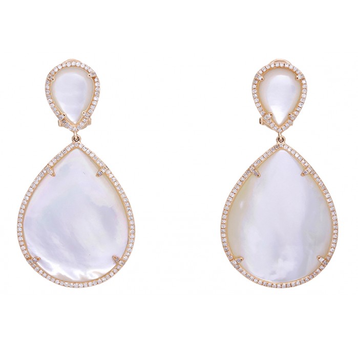 mother of pearl earrings 14k rose gold mother of pearl diamond large dangle earrings ... VENBZVL