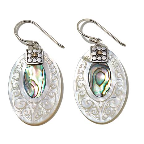 mother of pearl earrings bali designs mother-of-pearl and abalone inlay earrings LQXNWTN