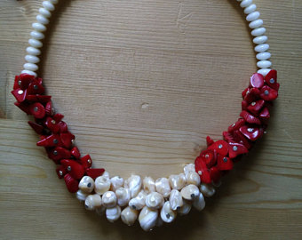 mother of pearl necklace coral reef (coral and mother-of-pearl necklace) GFNZHDQ