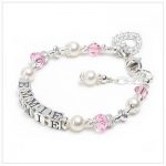 name bracelets baby and child bracelet in pearls and sparkling crystals, personalized with FXADUCN