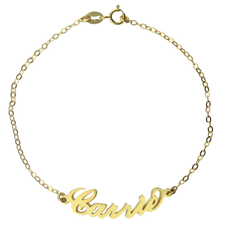 name bracelets personalized 18k gold plated carrie name bracelet OIQFEZO